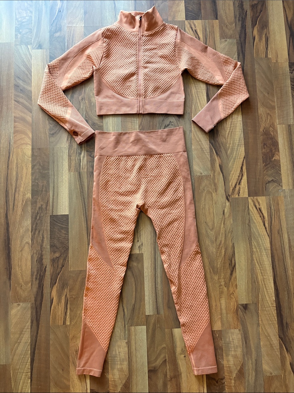 Bella Movement 2-pieces High-Waist Leggings & Crop Zip Jacket - Dusty Coral